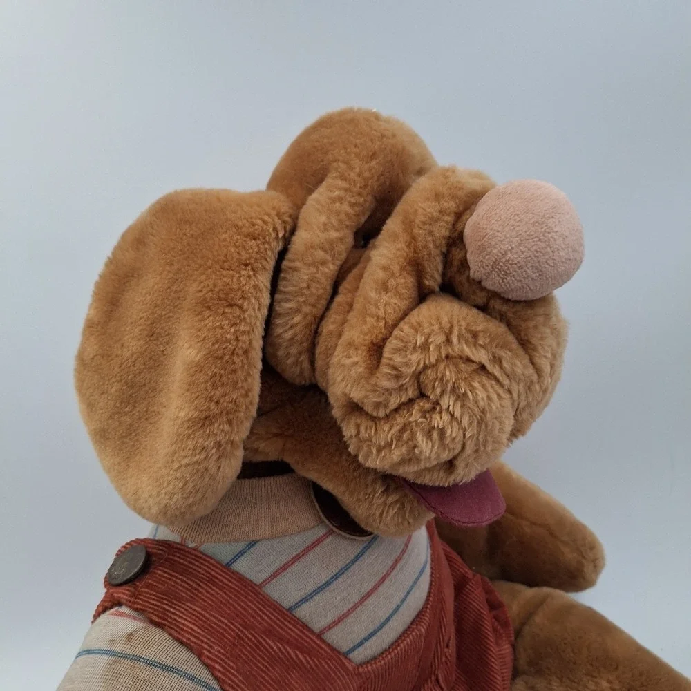 Vtg 1981 Ganz Bros Wrinkles Dog Puppet Plush Heritage Collection Overalls‎ Tag